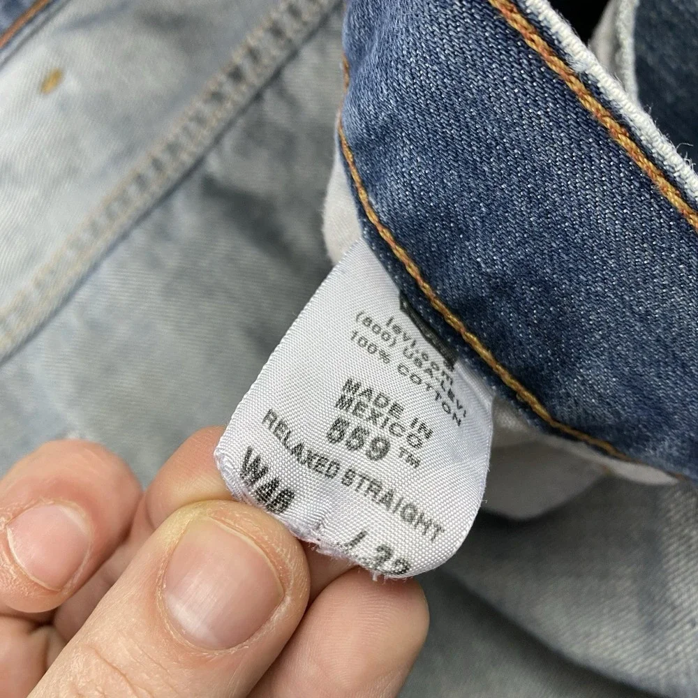 Levis 559 Relaxed Straight Jeans Mens 46x32‎ Blue Medium Wash High Rise